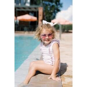 NEW LULLABY SET girls molly swimsuit in playful pink buffalo check